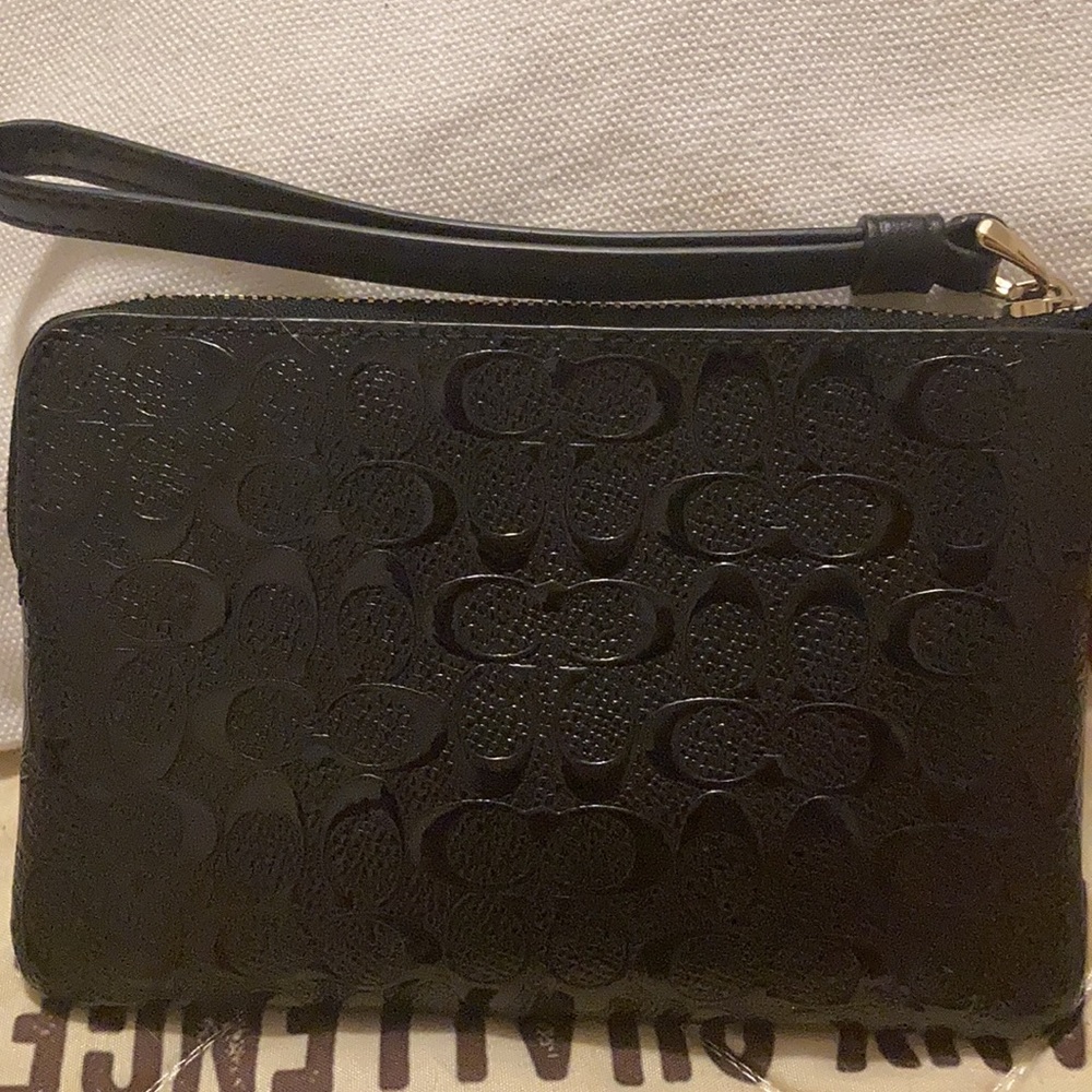 Coach black leather wrist wallet - Picture 2 of 8